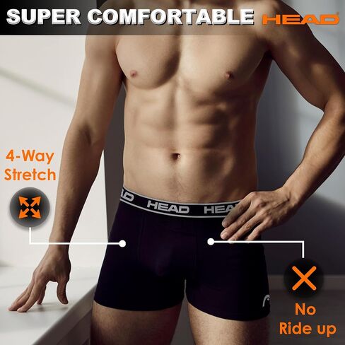 HEAD Mens Performance Underwear - 3-Pack Stretch Performance Boxer Briefs Training Breathable Athletic Fit No Fly in Saudi Arabia