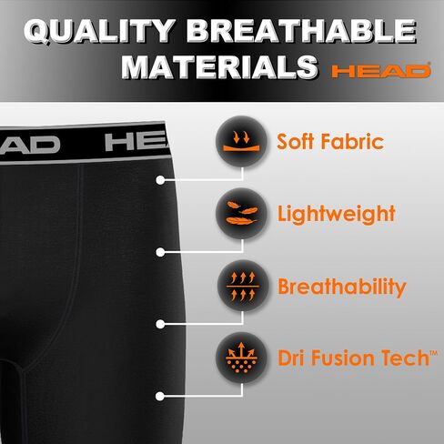 HEAD Mens Performance Underwear - 3-Pack Stretch Performance Boxer Briefs Training Breathable Athletic Fit No Fly in Saudi Arabia