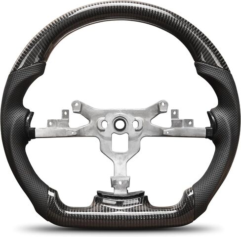 Carbon Fiber Steering Wheel Compatible for Chevy Corvette C6 2006-2011 D-shaped Flat-bottom Nappa Perforated Leather Steering Wheel Grip Hand-Stitched in Saudi Arabia