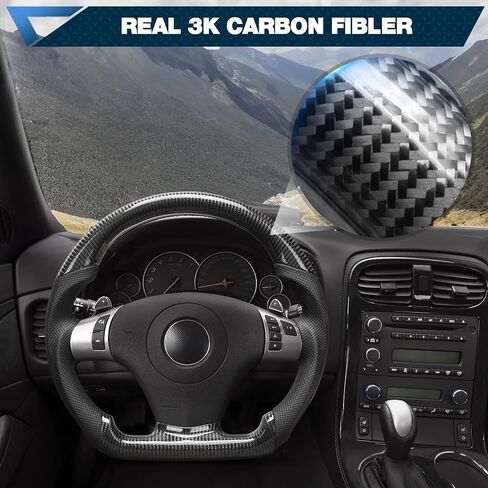 Carbon Fiber Steering Wheel Compatible for Chevy Corvette C6 2006-2011 D-shaped Flat-bottom Nappa Perforated Leather Steering Wheel Grip Hand-Stitched in Saudi Arabia