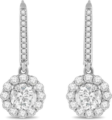 Everyday Elegance 14K Solid Gold Leverback Earrings | Round, Pear, Cushion & Emerald "Halo" Cubic Zirconia Drop Dangle | 2.0 to 3.0 CTW | With Gift Box in Kuwait