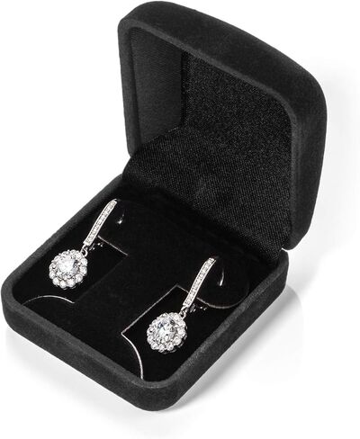 Everyday Elegance 14K Solid Gold Leverback Earrings | Round, Pear, Cushion & Emerald "Halo" Cubic Zirconia Drop Dangle | 2.0 to 3.0 CTW | With Gift Box in Kuwait