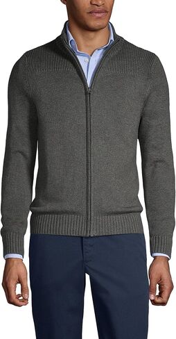 Lands' End School Uniform Men's Cotton Modal Zip Front Cardigan Sweater in Saudi Arabia