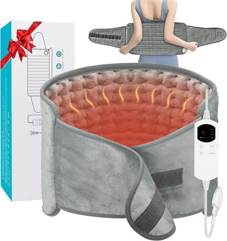 Calido Heating Pad for Back Pain Relief, Electric Heating Pad for Period Cramps with Belt, 6 Heat Level 4 Timer Setting & Auto Shut Off, 12"x24"+20" Large Heat Pad for Neck Shoulders Pain Relief in Saudi Arabia