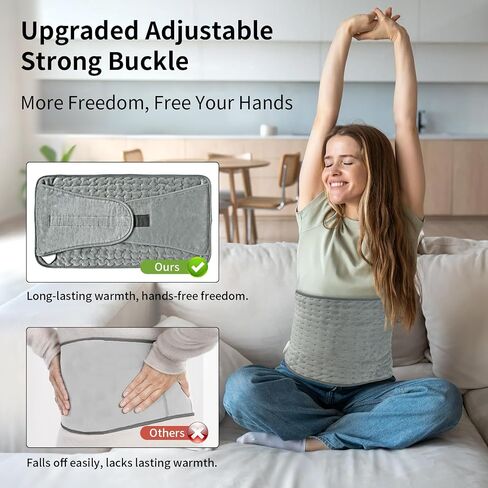 Calido Heating Pad for Back Pain Relief, Electric Heating Pad for Period Cramps with Belt, 6 Heat Level 4 Timer Setting & Auto Shut Off, 12"x24"+20" Large Heat Pad for Neck Shoulders Pain Relief in Saudi Arabia
