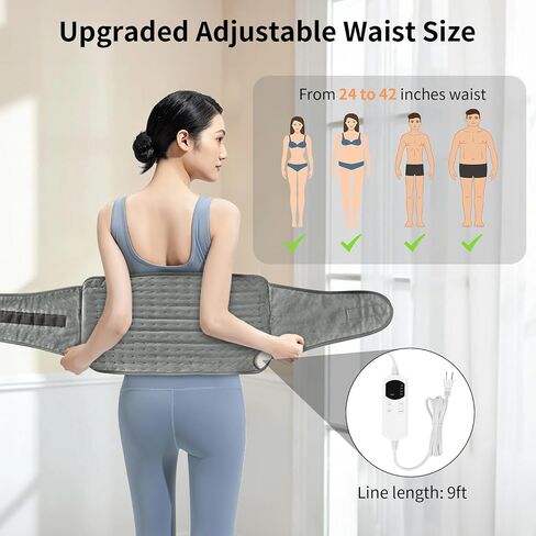 Calido Heating Pad for Back Pain Relief, Electric Heating Pad for Period Cramps with Belt, 6 Heat Level 4 Timer Setting & Auto Shut Off, 12"x24"+20" Large Heat Pad for Neck Shoulders Pain Relief in Saudi Arabia