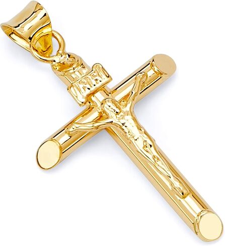 GoldenMine Fine Jewelry Collection 14k Yellow Gold Religious Crucifix Pendant in Kuwait