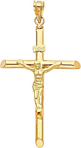 GoldenMine Fine Jewelry Collection 14k Yellow Gold Religious Crucifix Pendant in Kuwait