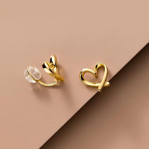 Heart Clip on Earrings for Women Cute 14K Gold Earrings Non piercing Clip Hypoallergenic Earring for Women Dainty Silver Earrings Jewelry for Men in Saudi Arabia