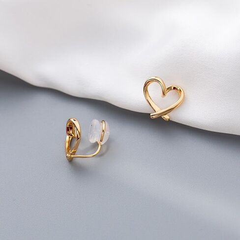 Heart Clip on Earrings for Women Cute 14K Gold Earrings Non piercing Clip Hypoallergenic Earring for Women Dainty Silver Earrings Jewelry for Men in Saudi Arabia