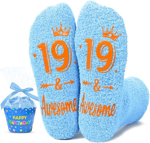 HAPPYPOP 19th Birthday Gift Ideas for Girls Boys - Socks Gifts for 19 Year Old Young Adults in Saudi Arabia