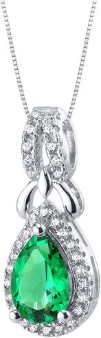 Peora 925 Sterling Silver Teardrop Regina Halo Netlace في مختلف الأحجار الكريمة ، شكل الكمثرى 9 × 6 مم ، مع سلسلة إيطالية 18 بوصة in Saudi Arabia