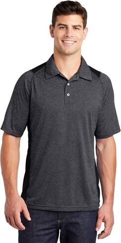 SPORT-TEK Unisex Heather Colorblock Contender Polo | Short Sleeve Collared Shirt for Men & Women, Casual Fit Top in Kuwait