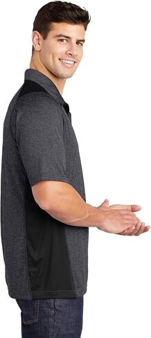 SPORT-TEK Unisex Heather Colorblock Contender Polo | Short Sleeve Collared Shirt for Men & Women, Casual Fit Top in Kuwait