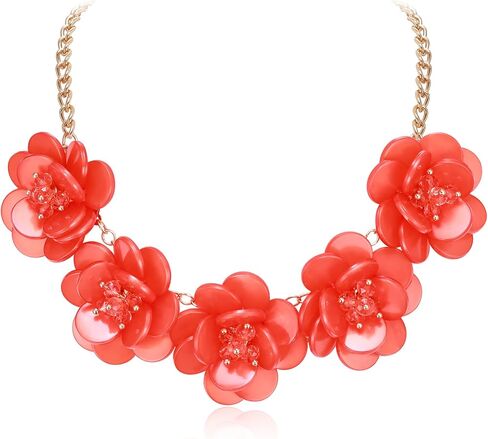 BriLove Flower Collar Necklace, Shiny Floral Summer Beach Statement Bib Necklaces for Women Costume Prom Jewelry in Saudi Arabia
