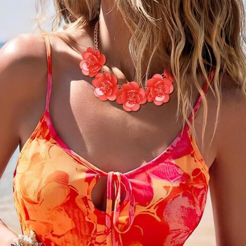 BriLove Flower Collar Necklace, Shiny Floral Summer Beach Statement Bib Necklaces for Women Costume Prom Jewelry in Saudi Arabia