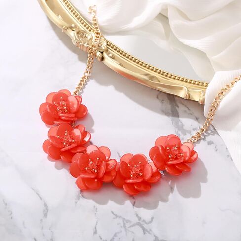 BriLove Flower Collar Necklace, Shiny Floral Summer Beach Statement Bib Necklaces for Women Costume Prom Jewelry in Saudi Arabia
