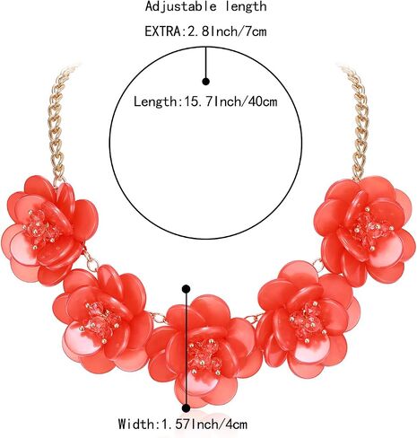 BriLove Flower Collar Necklace, Shiny Floral Summer Beach Statement Bib Necklaces for Women Costume Prom Jewelry in Saudi Arabia