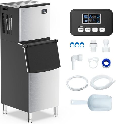 Countertop Nugget Ice Maker, 44 Lbs of Crunchy Pebble Cubes A Day, Stainless Steel Tabletop Machine with 24H Timer, Self-Cleaning, Small Portable Maker for Home, Office, Bar, Silver (HZB-20BN) in Saudi Arabia