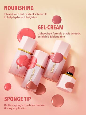 SHEGLAM Makeup - Color Bloom Liquid Blush Matte Finish - Long-wearing Waterproof Gel-Cream Blush with Sponge Tip Applicator (Cutie Pie) in Saudi Arabia