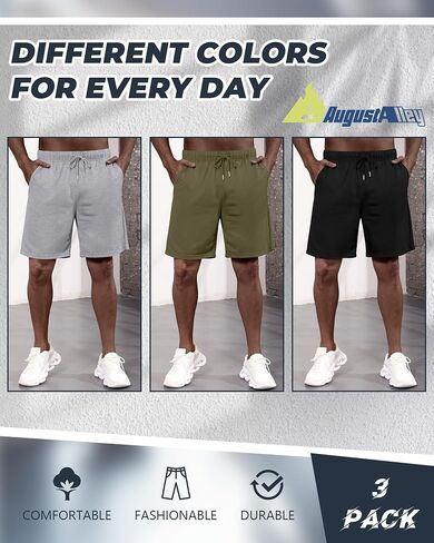 3 Pack Men's Athletic Shorts Big and Tall Running Basketball Workout Sport Short Pocket Drawstring Elastic Waist in Kuwait