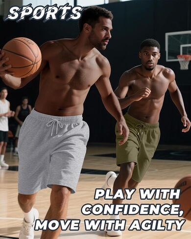 3 Pack Men's Athletic Shorts Big and Tall Running Basketball Workout Sport Short Pocket Drawstring Elastic Waist in Kuwait