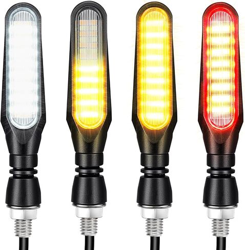 مؤشرات Benlari 4pcs تتدفق LED دراجة نارية الإشارات مصابيح الفرامل وأضواء الجري أثناء النهار الأمامي الإشارة الإشارة الأضواء المقاومة للماء لهارلي هوندا ياماها انتصار in Saudi Arabia