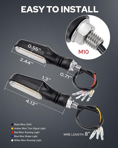 مؤشرات Benlari 4pcs تتدفق LED دراجة نارية الإشارات مصابيح الفرامل وأضواء الجري أثناء النهار الأمامي الإشارة الإشارة الأضواء المقاومة للماء لهارلي هوندا ياماها انتصار in Saudi Arabia