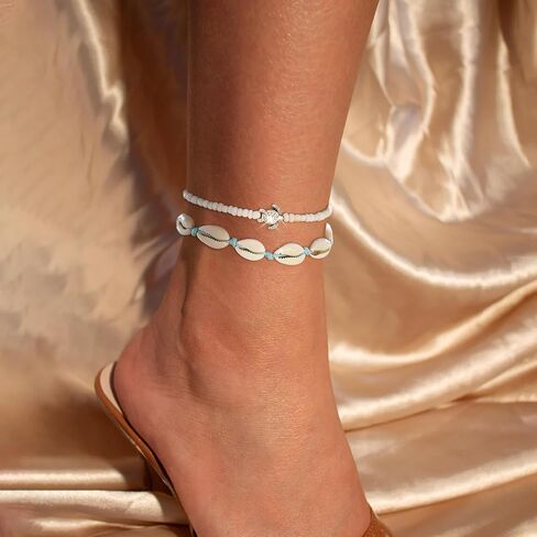 YANCHUN Anklets for Women Waterproof Sea Shell Starfish Ankle Bracelets Summer Beach Dresses for Women 2025 Vacation in Saudi Arabia