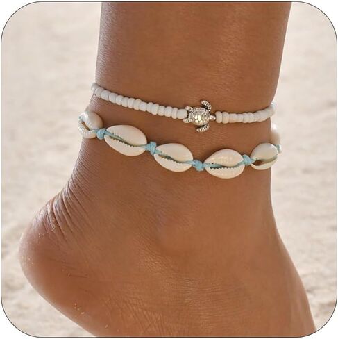 YANCHUN Anklets for Women Waterproof Sea Shell Starfish Ankle Bracelets Summer Beach Dresses for Women 2025 Vacation in Saudi Arabia