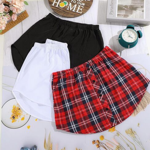 Geyoga 3 Pcs Women's Shirt Extenders Mini Adjustable Layering Fake Top Lower Sweep Shirt Half Length Skirt in Saudi Arabia