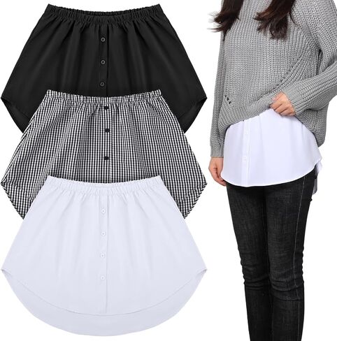 Geyoga 3 Pcs Women's Shirt Extenders Mini Adjustable Layering Fake Top Lower Sweep Shirt Half Length Skirt in Saudi Arabia