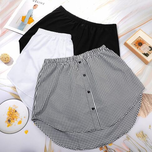 Geyoga 3 Pcs Women's Shirt Extenders Mini Adjustable Layering Fake Top Lower Sweep Shirt Half Length Skirt in Saudi Arabia
