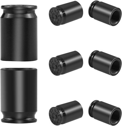 6 PCS Bullet Valve Stem Caps, Universal Bullet Shell Tire Valve Stem Caps, Aluminum Alloy Dustproof Tire Valve Stem Covers, Replacement Tire Valve Cap for Cars, Trucks, Bike, Motorcycle, SUV (Black) in Saudi Arabia