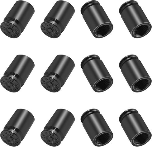 6 PCS Bullet Valve Stem Caps, Universal Bullet Shell Tire Valve Stem Caps, Aluminum Alloy Dustproof Tire Valve Stem Covers, Replacement Tire Valve Cap for Cars, Trucks, Bike, Motorcycle, SUV (Black) in Saudi Arabia