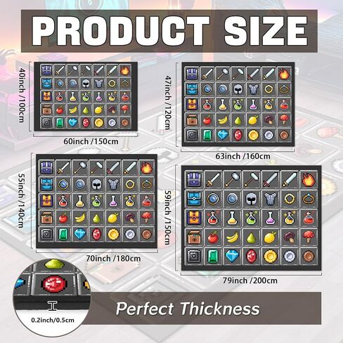 Game Rug Teen Boys Carpet with Pixel Games Element Items Decoration Mat, Weapon Medical Game Rugs for Boy’s Bedroom Living Room Playroom, Non-Slip Children Gaming Area Rugs (Grey, 60" x 40") in Saudi Arabia