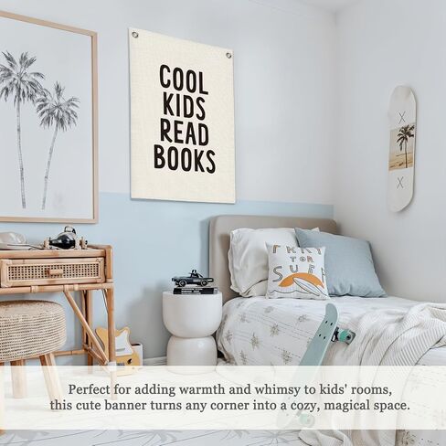 Classroom Wall Decor, Cool Kids Read Books Linen Canvas Banner, Read Corner, Book Lover Gift, Kids Wall Decor, School Library Wall Hanging Flag Banner,Playroom Reading Room 18x25 Inch in Saudi Arabia