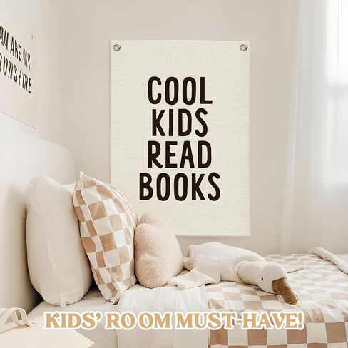 Classroom Wall Decor, Cool Kids Read Books Linen Canvas Banner, Read Corner, Book Lover Gift, Kids Wall Decor, School Library Wall Hanging Flag Banner,Playroom Reading Room 18x25 Inch in Saudi Arabia
