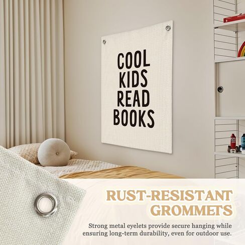 Classroom Wall Decor, Cool Kids Read Books Linen Canvas Banner, Read Corner, Book Lover Gift, Kids Wall Decor, School Library Wall Hanging Flag Banner,Playroom Reading Room 18x25 Inch in Saudi Arabia