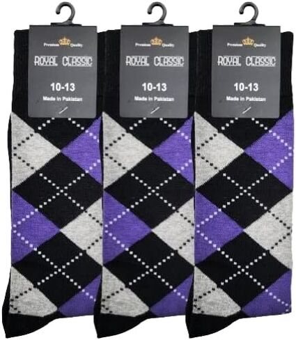 MENS ARGYLE DRESS SOCKS GROOMSMEN WEDDING 3-PAIRS 10-13 PINK - PURPLE - CHRISTMAS RED in Kuwait