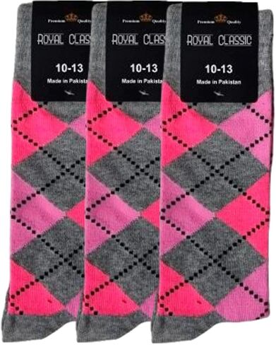 MENS ARGYLE DRESS SOCKS GROOMSMEN WEDDING 3-PAIRS 10-13 PINK - PURPLE - CHRISTMAS RED in Kuwait