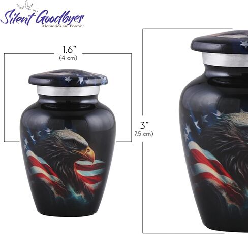 American Honor Keepsake Urn - American Flag & Eagle Mini Cremation Urns for Ashes - Veteran Token Urns - Patriotic Handcrafted American Flag Sharing Memorial Urn with Velvet Bag (Keepsake) in Kuwait