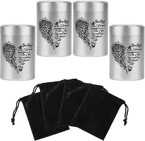 Small Urns for Human Ashes Set of 4, Mini Cremation Urn for Ashes Up to 7 Cubic Inches, Memorial Sharing Keepsake Urns Alumnium Ashes Holder, Silver in Kuwait