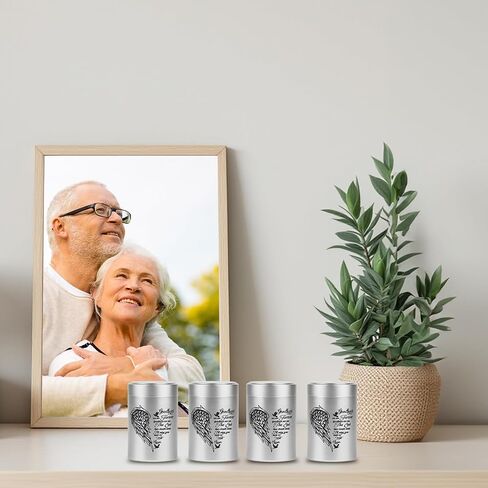 Small Urns for Human Ashes Set of 4, Mini Cremation Urn for Ashes Up to 7 Cubic Inches, Memorial Sharing Keepsake Urns Alumnium Ashes Holder, Silver in Kuwait