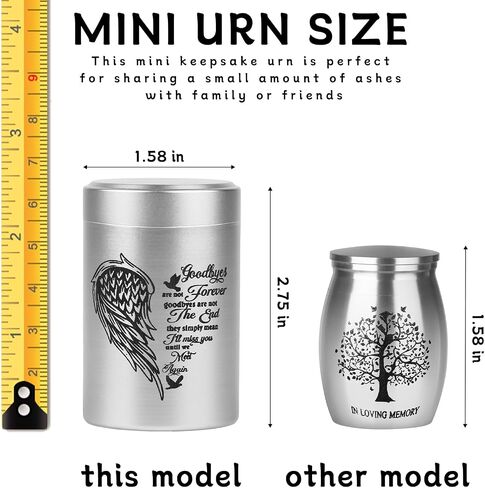 Small Urns for Human Ashes Set of 4, Mini Cremation Urn for Ashes Up to 7 Cubic Inches, Memorial Sharing Keepsake Urns Alumnium Ashes Holder, Silver in Kuwait