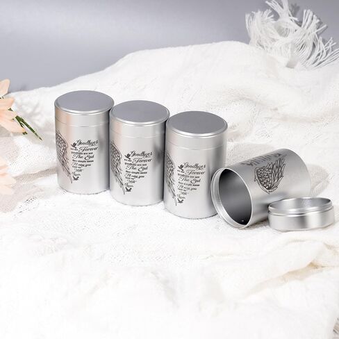 Small Urns for Human Ashes Set of 4, Mini Cremation Urn for Ashes Up to 7 Cubic Inches, Memorial Sharing Keepsake Urns Alumnium Ashes Holder, Silver in Kuwait