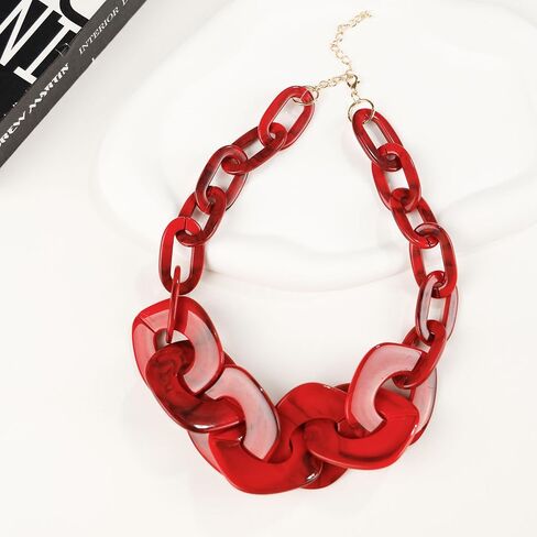 Statement Chunky Acrylic Collar Necklace for Women, Acrylic Chain Link Necklace Jewelry Gifts in Saudi Arabia