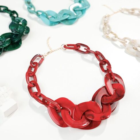 Statement Chunky Acrylic Collar Necklace for Women, Acrylic Chain Link Necklace Jewelry Gifts in Saudi Arabia