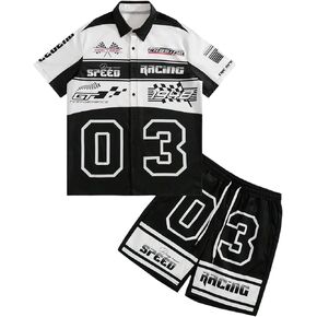 Men's 2 Piece Short Set Short Sleeve Button Up Shirt and Angel Graphic Shorts Tracksuits