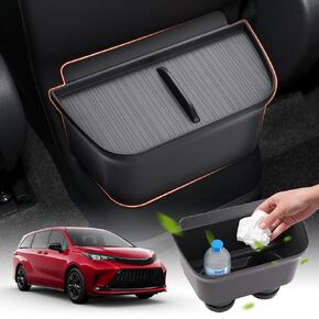 2025 Upgraded Sienna Trash Can for 2024 Toyota Sienna,Waterproof Car Trash Bin&Organizer for Sienna with Lid,Garbage Can Garbage Bin Cup Holder for 2021-2025 Sienna Accessories